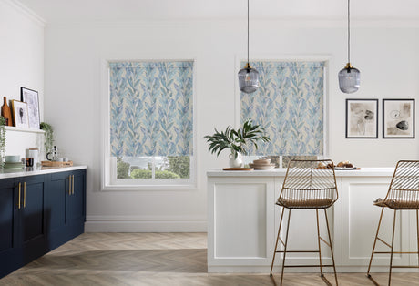 Paradise Palm Blue Roller Blind