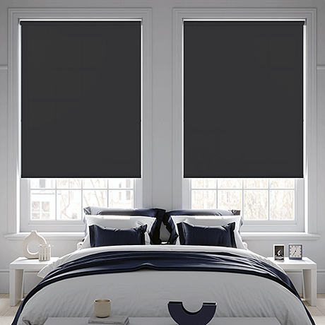 Banlight Duo FR Black Roller Blind - Battery Powered