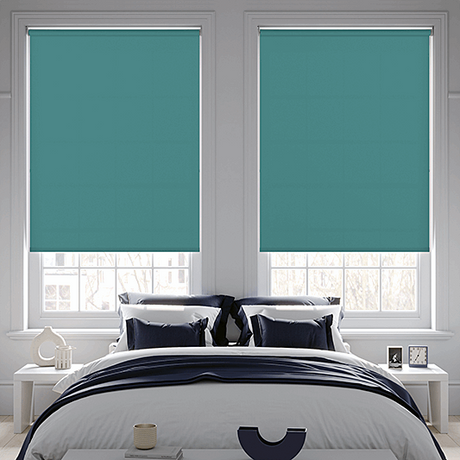 Banlight Duo FR Turquoise Roller Blind - Battery Powered