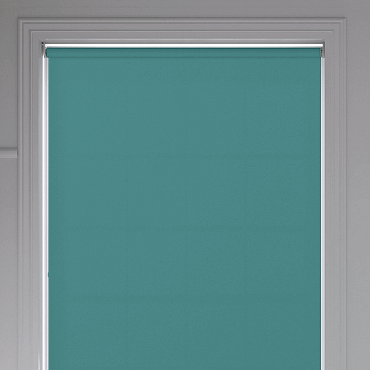 Banlight Duo FR Turquoise Roller Blind - Battery Powered