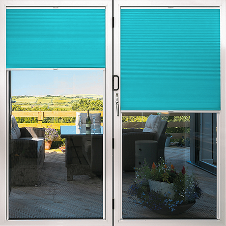 Duette® TruFit® Sample - Room Darkening Bright Aqua - Blinds4All.co.uk